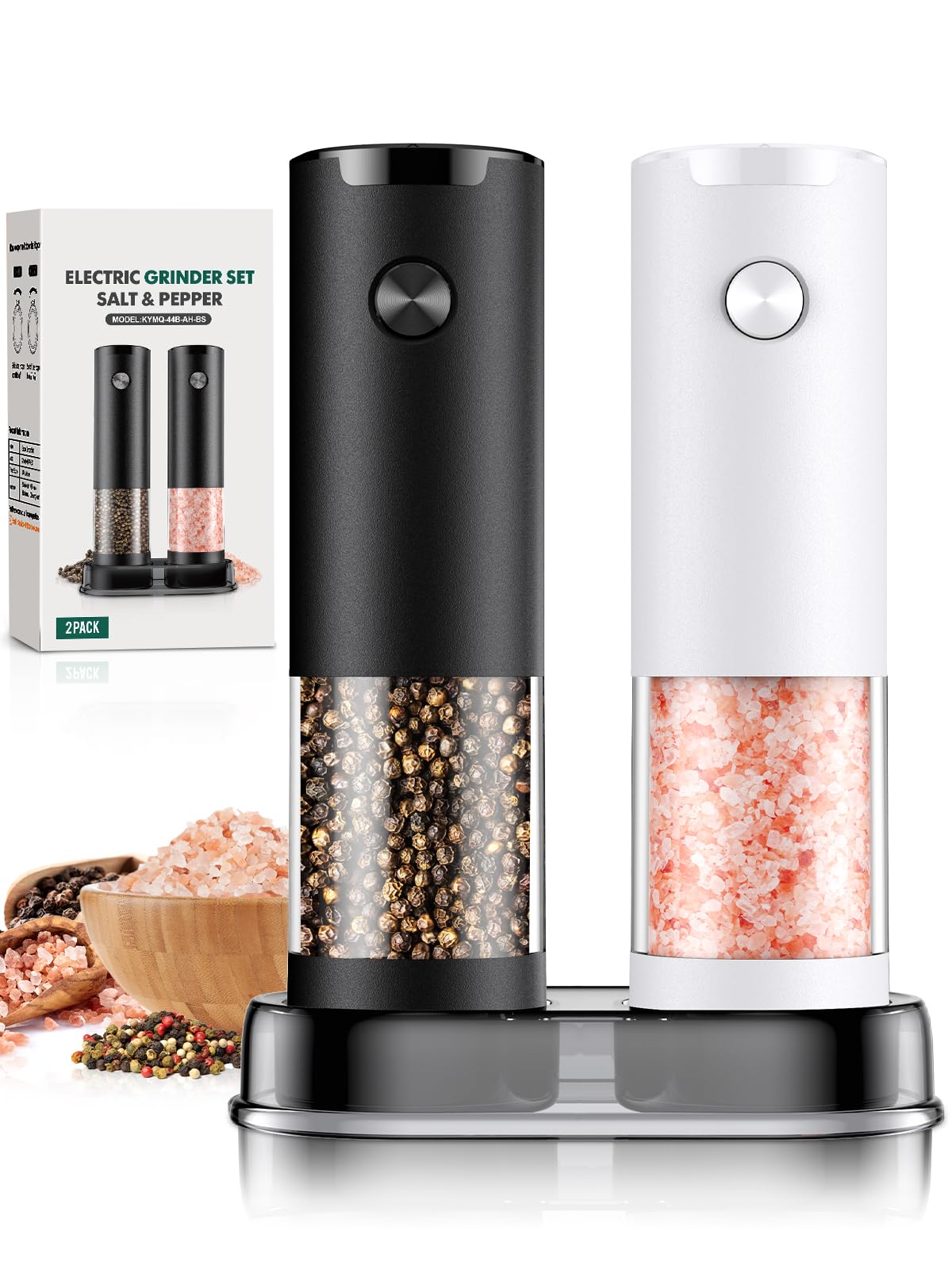 Electric Salt and Pepper Grinder Set Automatic Battery Pepper Mill Shakers Adjustable Coarseness Upgraded Larger Capacity with Led Home and Kitchen Appliances for New House Warming Gifts