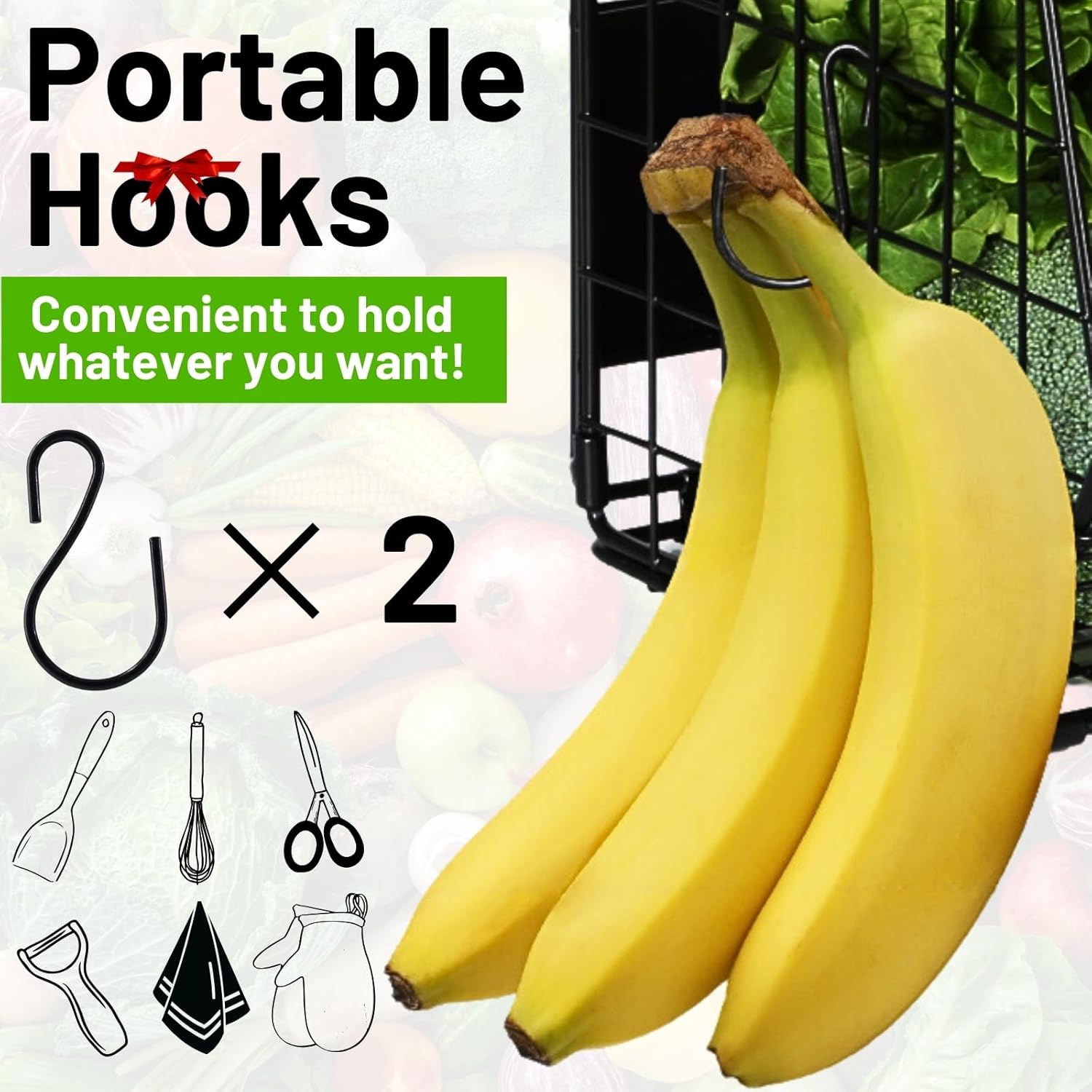 Ofiray-home Magnetic Shelf for Fridge with Wood Lid, Fruit Potato and Onion Storage Bins, Pantry Organizers & Storage, Large Container Magnetic Spice Rack for Refrigerator, Kitchen Counter, Cabinet