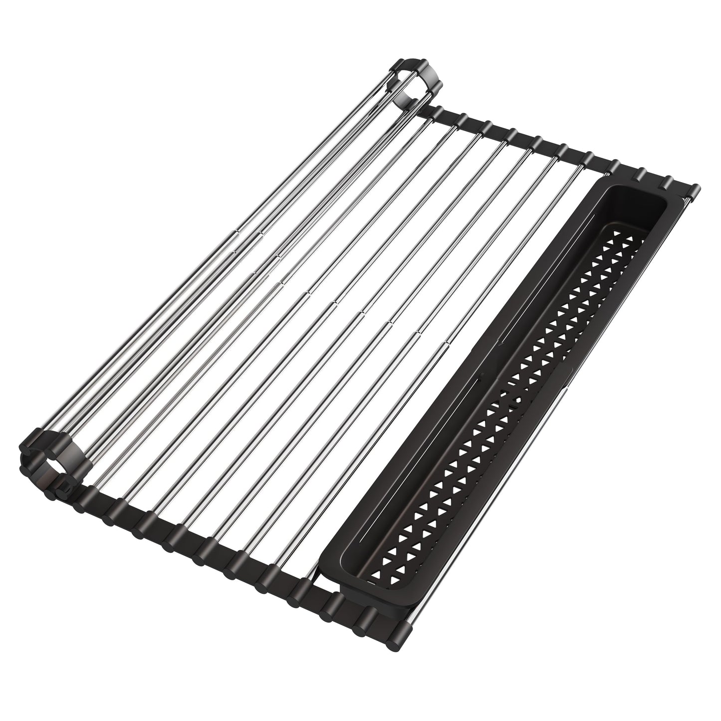 JASIWAY Dish Drying Rack in Sink, Expandable Stainless Steel Dish Drainers for Kitchen Counter, Dish Dryer Rack for Inside Sink, Over The Sink Dish Racks with Utensil Holder, Silver