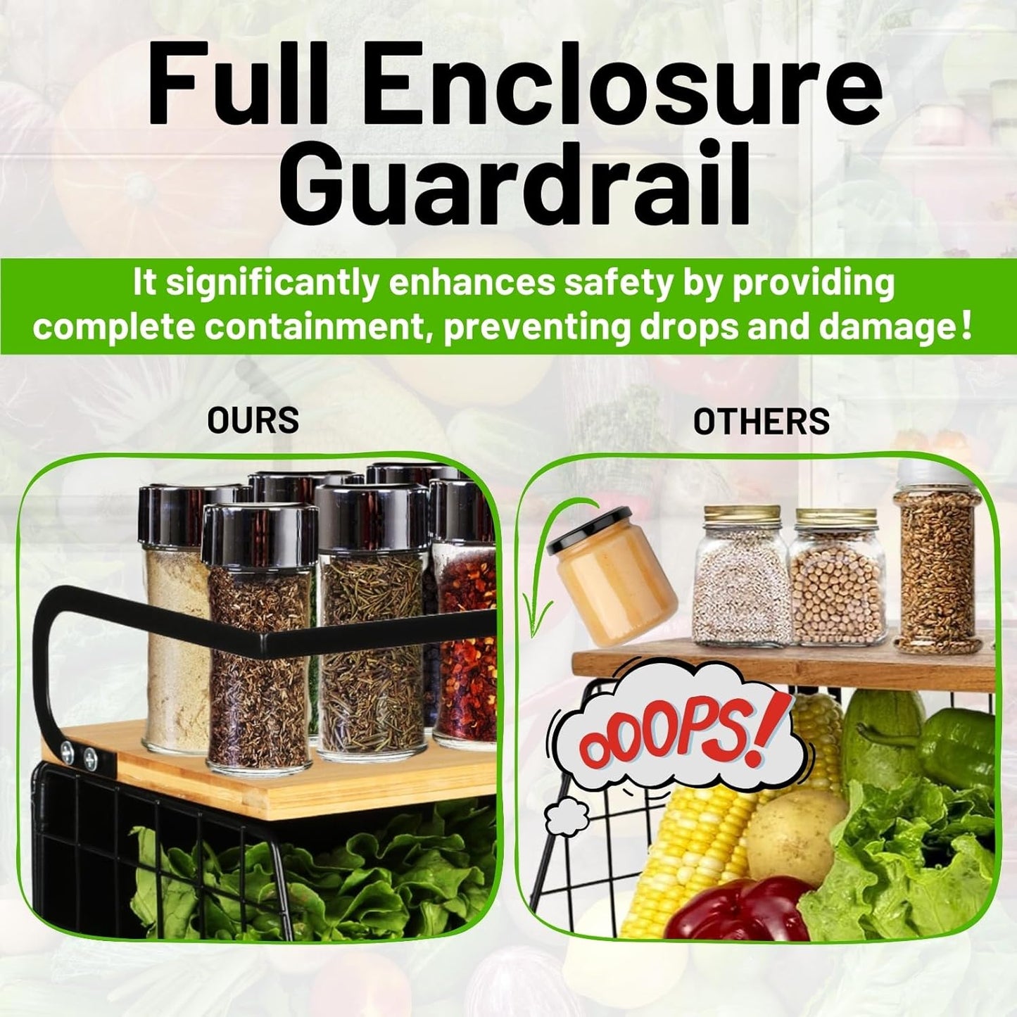 Ofiray-home Magnetic Shelf for Fridge with Wood Lid, Fruit Potato and Onion Storage Bins, Pantry Organizers & Storage, Large Container Magnetic Spice Rack for Refrigerator, Kitchen Counter, Cabinet